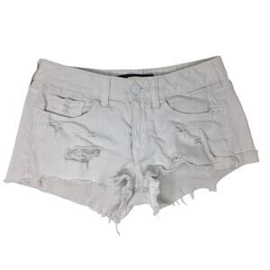Express Low Rise Shortie White Cutoff Denim Shorts Size 0